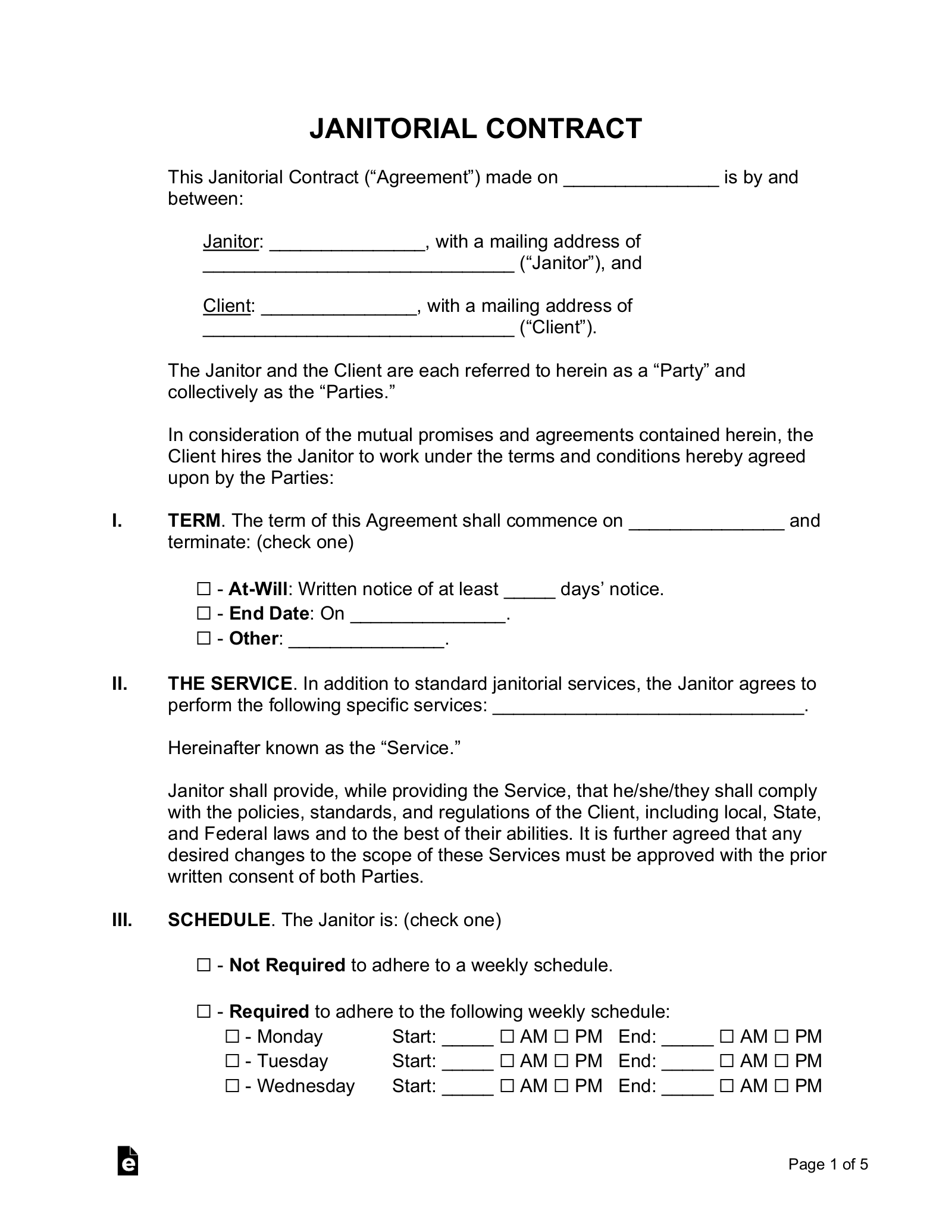 Janitorial Contract
