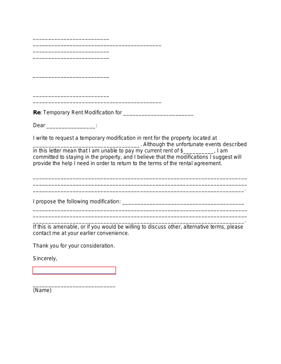 Free Rent Payment Hardship Letter Sample PDF Word EForms