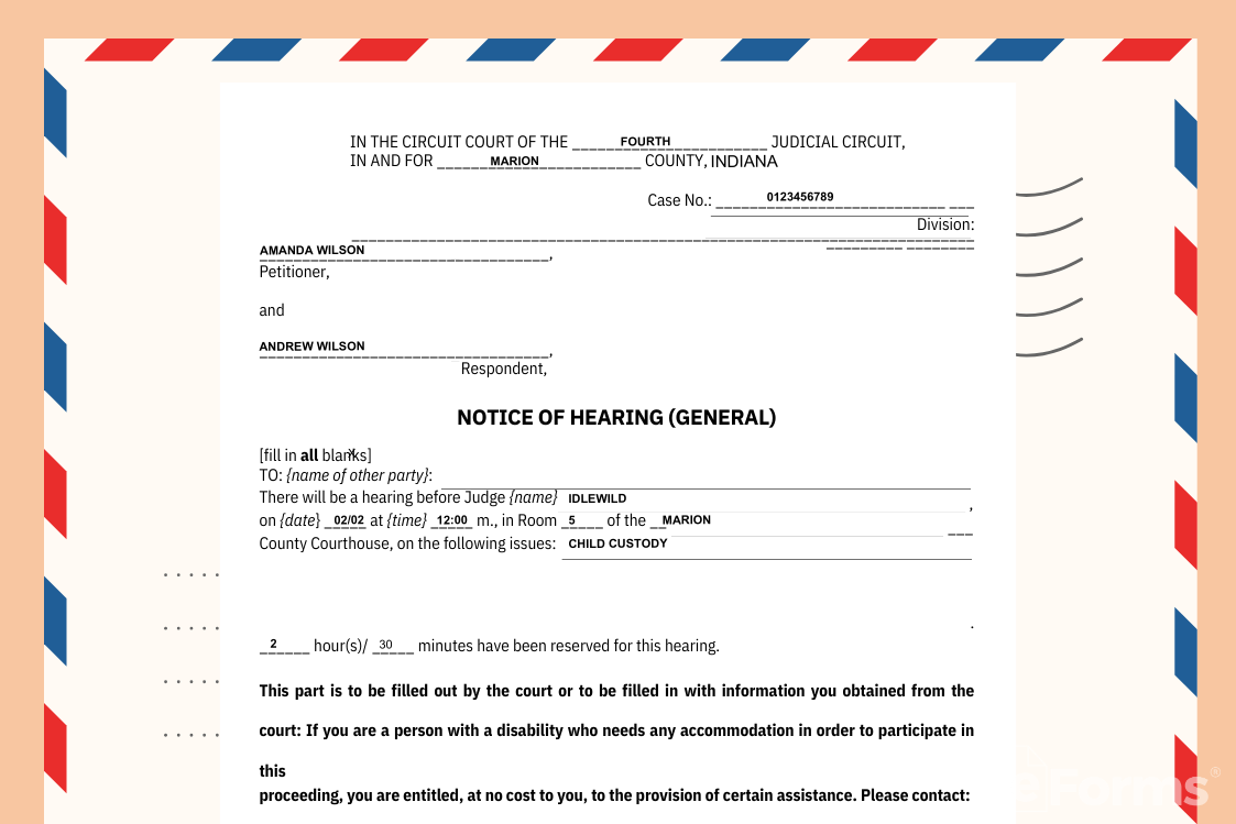 notice of custody hearing mailer