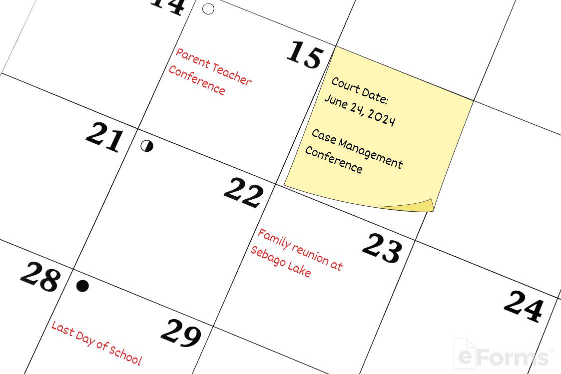 parenting calendar with court date reminder