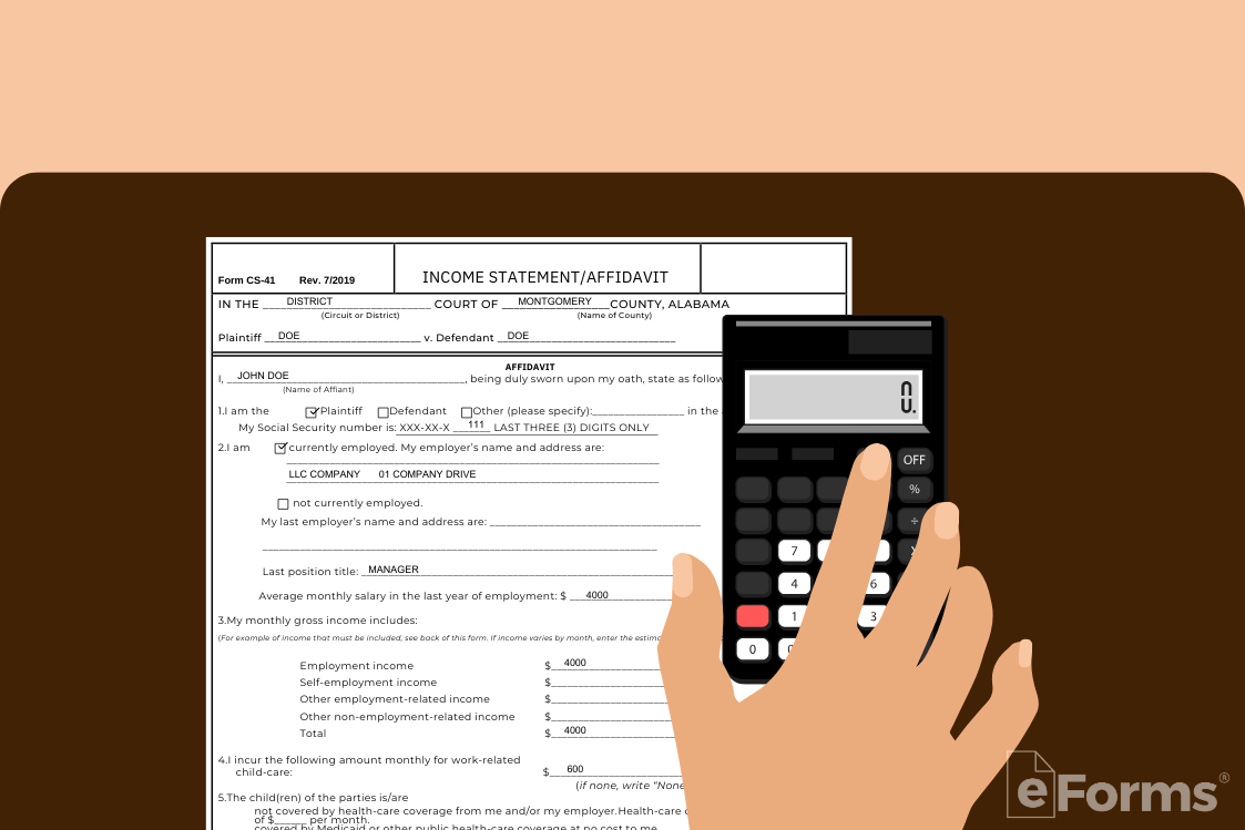 calculator and income sheet