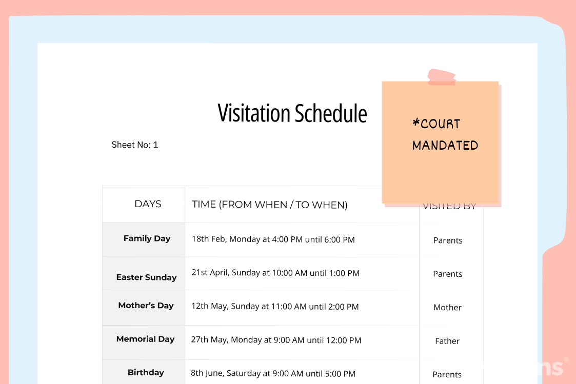 visitation schedule for custody