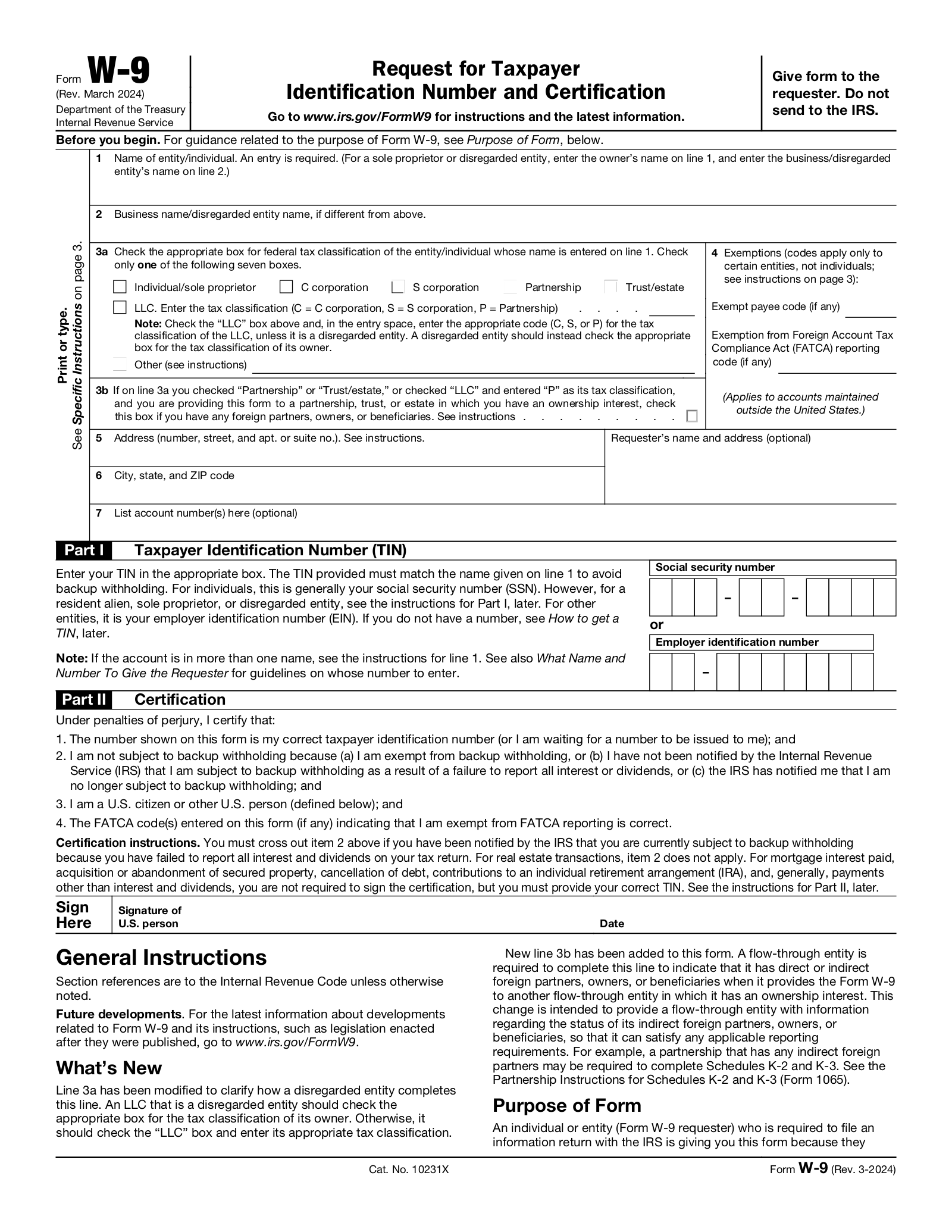 IRS Form W9 (2024)