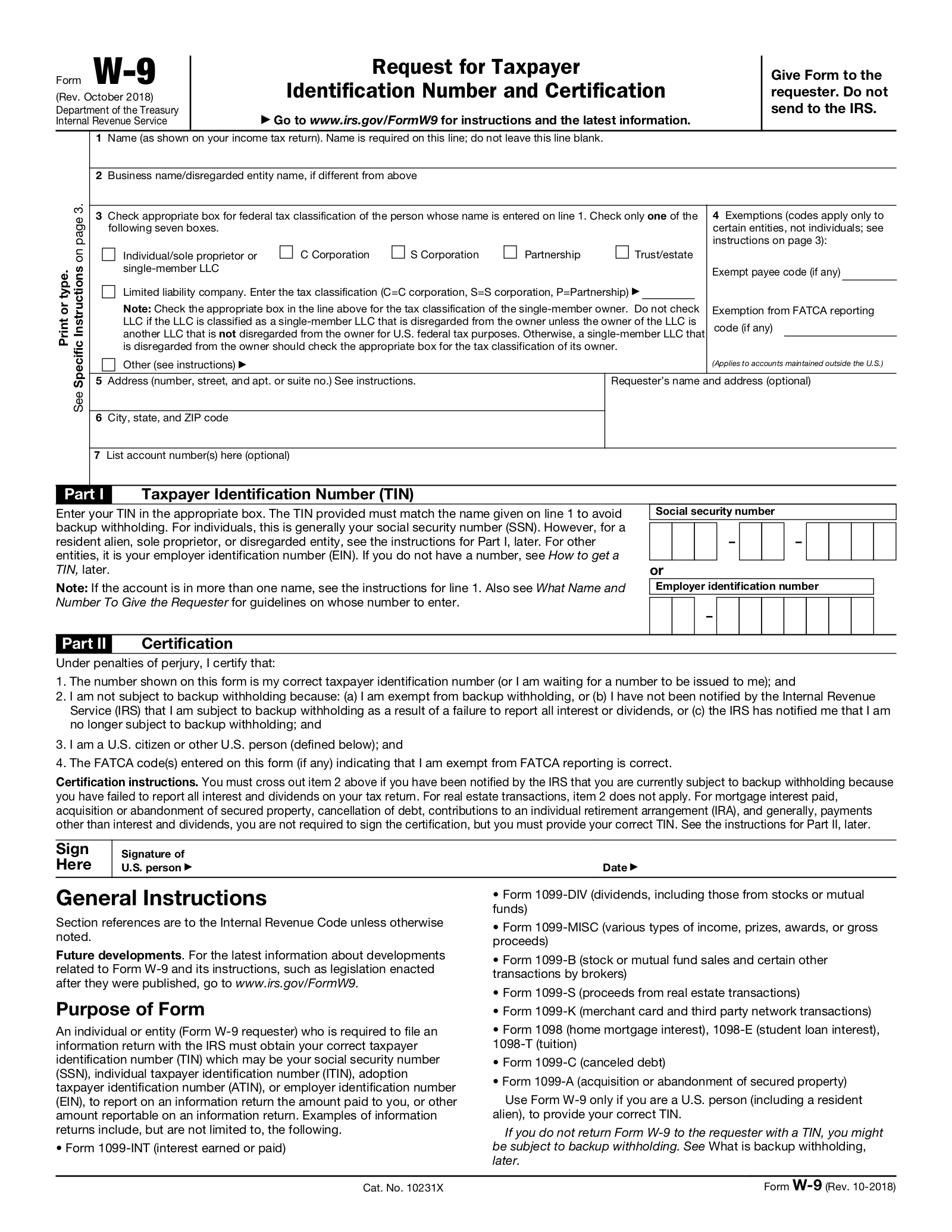 Free IRS Form W9 (2024) PDF eForms