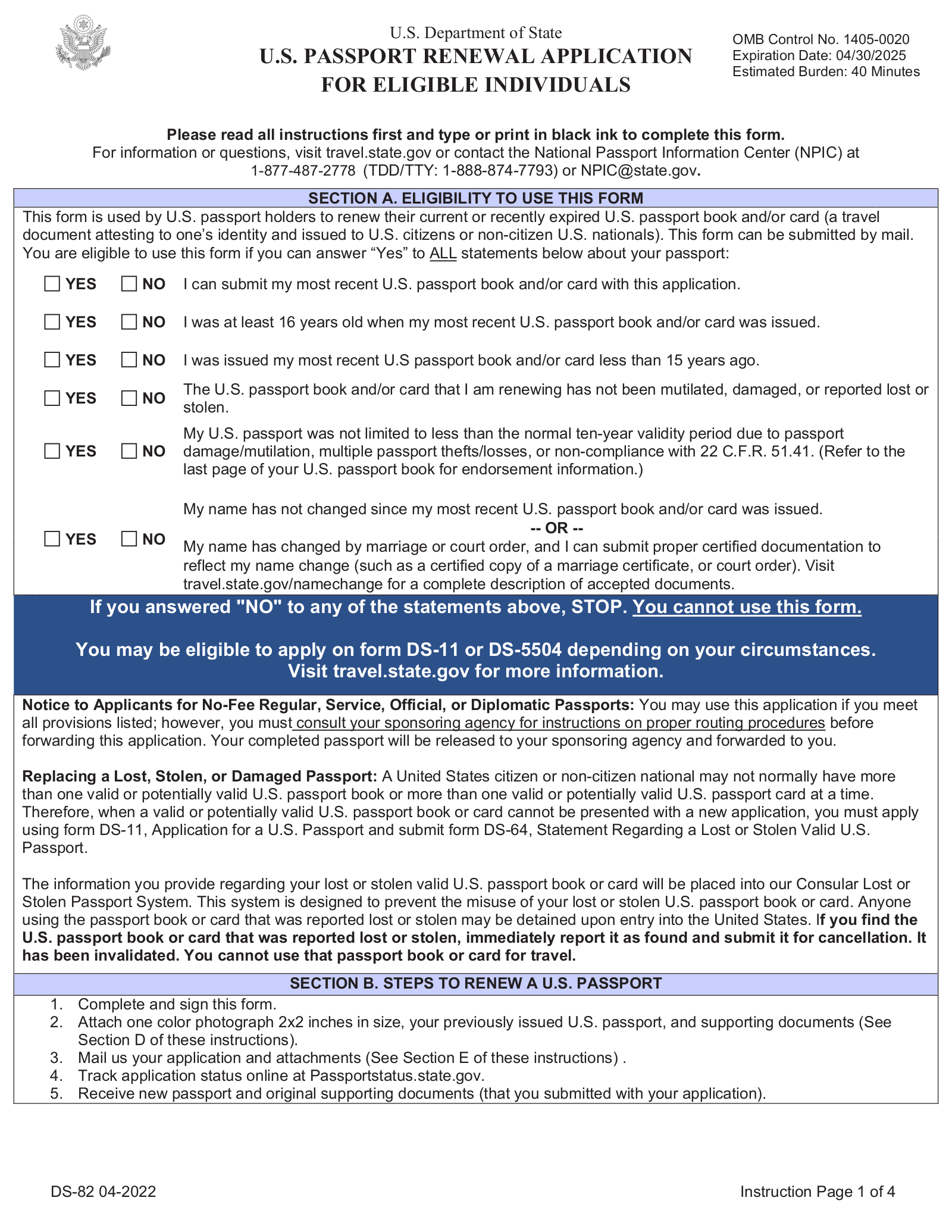 Ds 82 Passport Renewal Form 2023 - Printable Forms Free Online