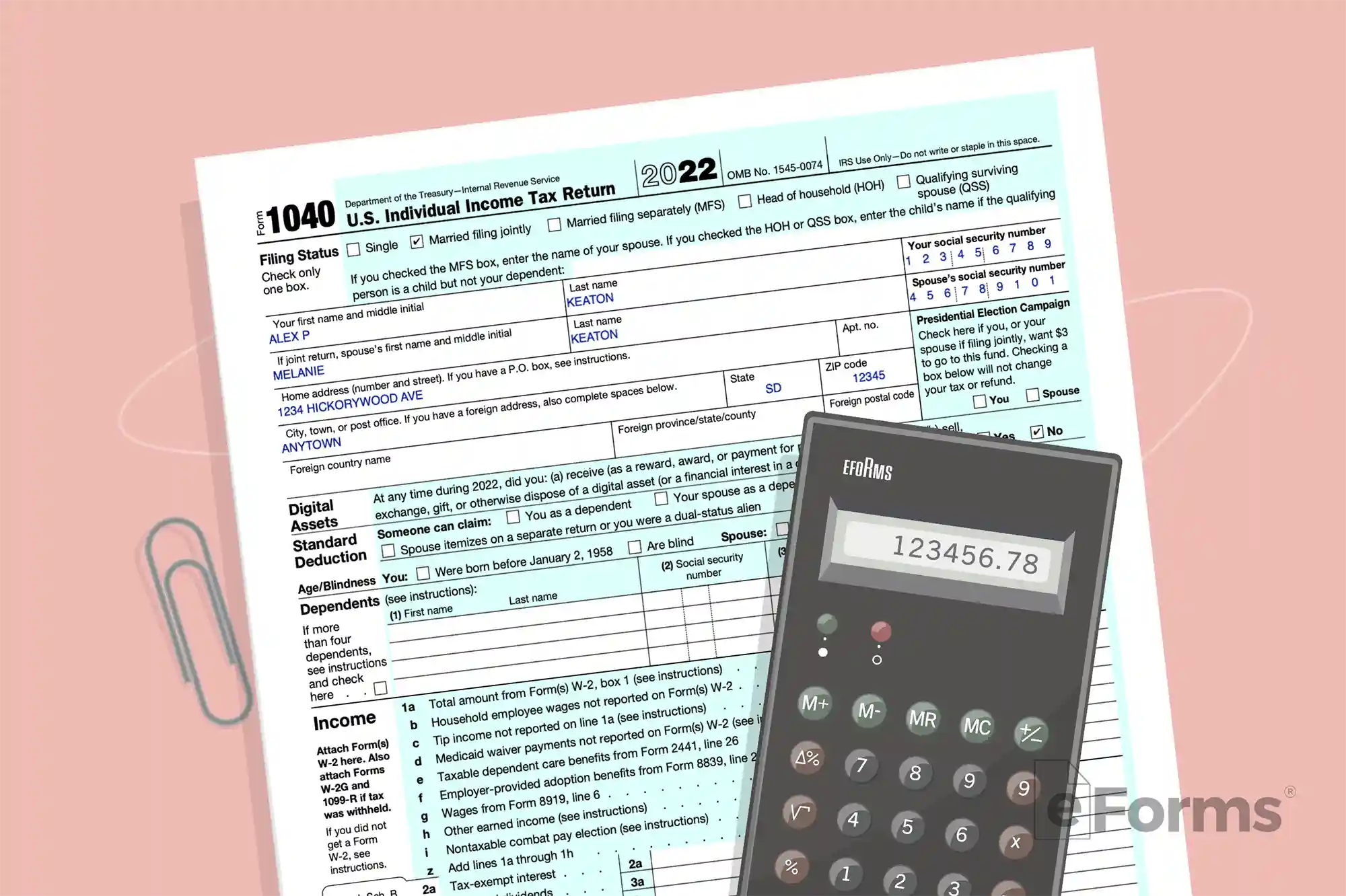 1040 Tax form and calculator.