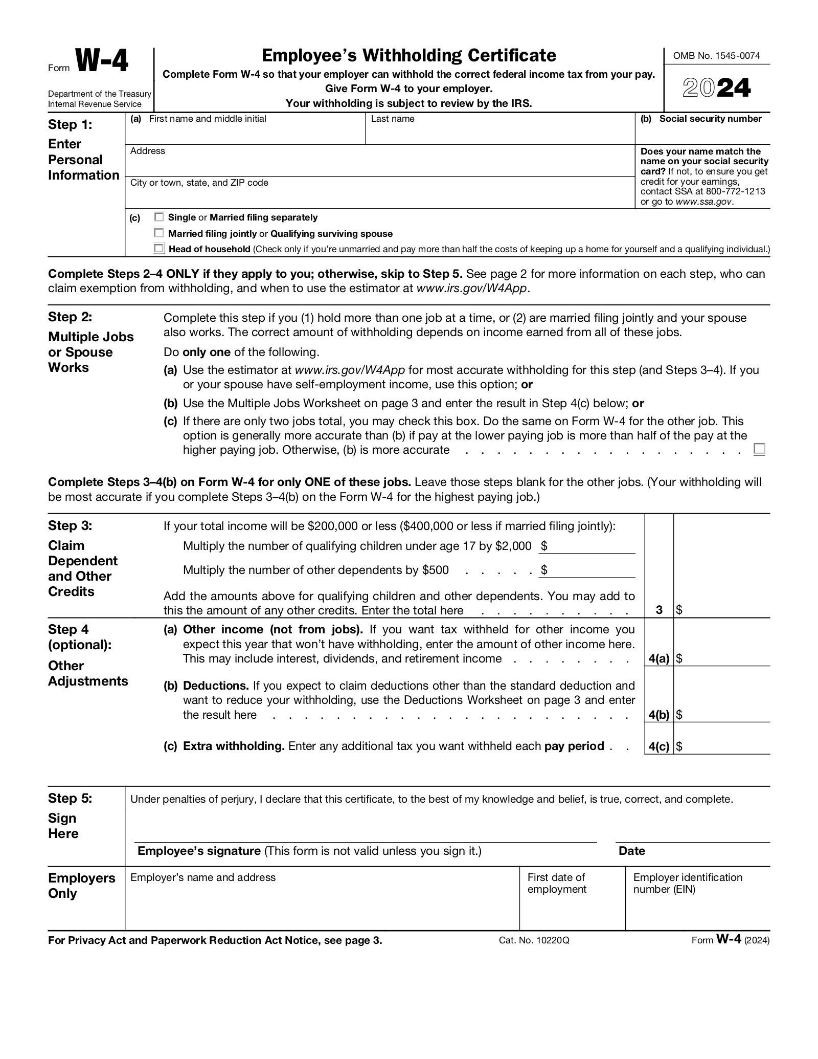 IRS Form W4 (2024)