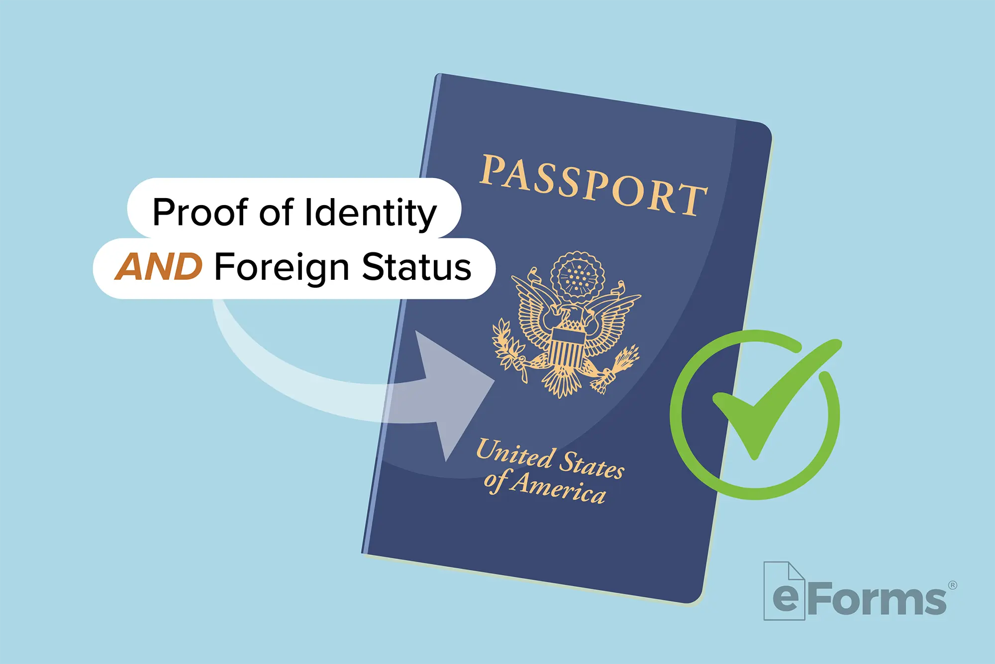 Passport with green check mark.