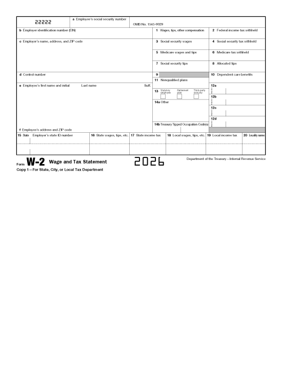 IRS Form W-2 | Wage and Tax Statement