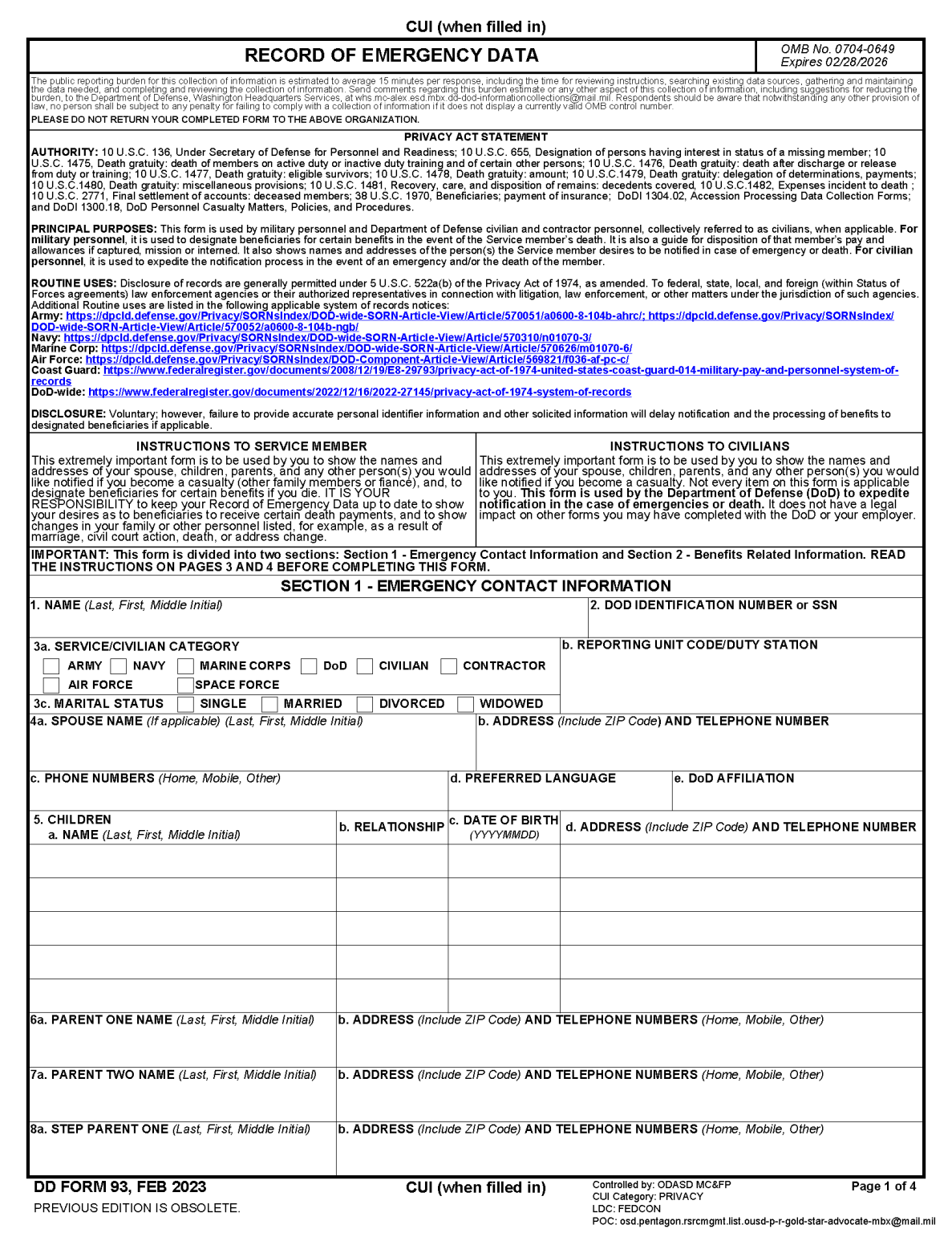 Department Of Defense DoD Forms EForms Department Of Defense DoD Forms EForms