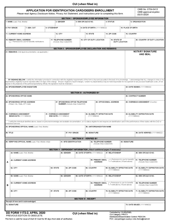 Department Of Defense (dod) Forms – Eforms