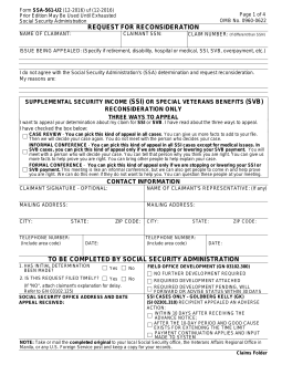 Form SSA-561-U2 | Social Security Request for Reconsideration