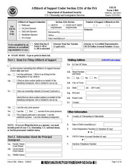 USCIS Form I-864 | Affidavit of Support