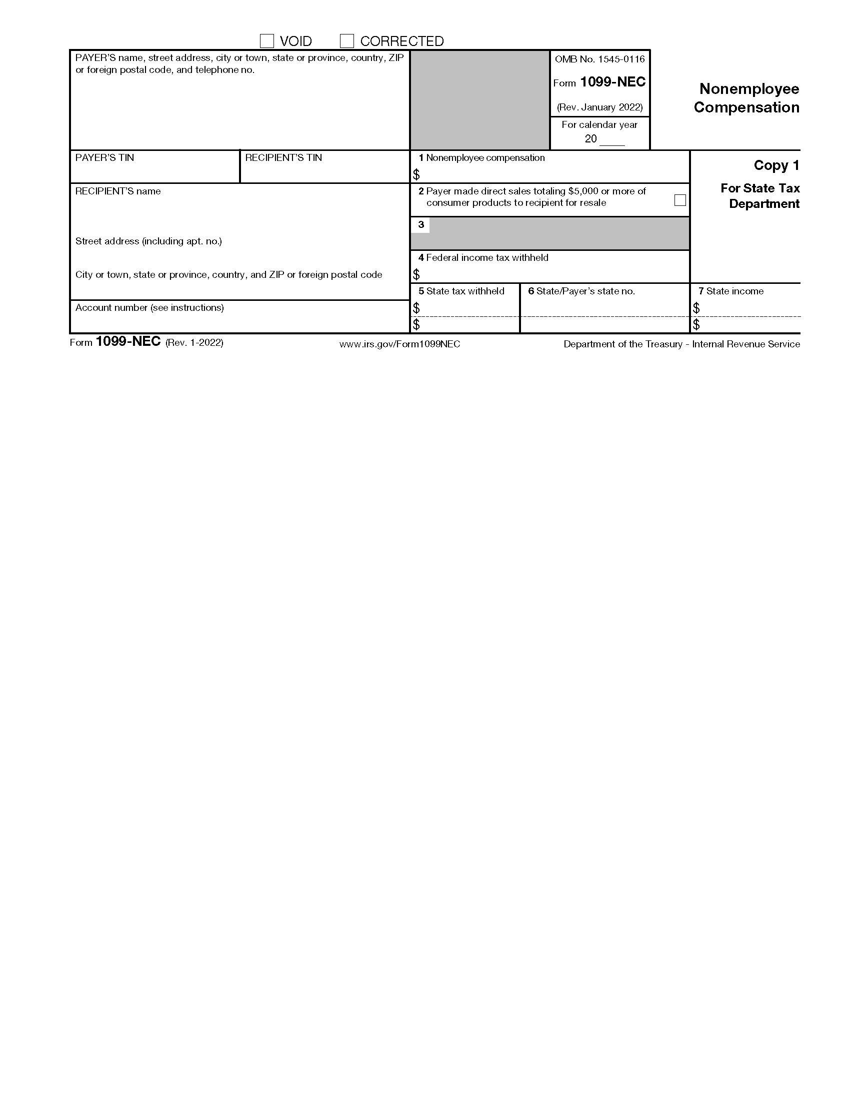 IRS 1099-NEC Form (2021-2024)