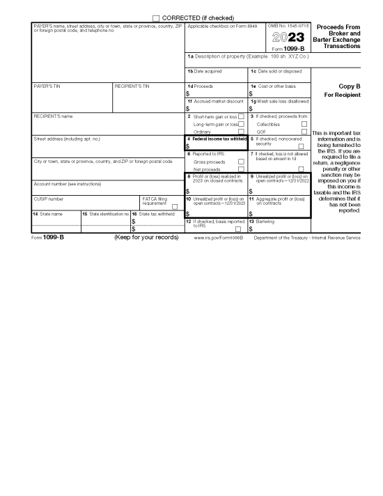 Free IRS Form 1099-B - PDF – eForms