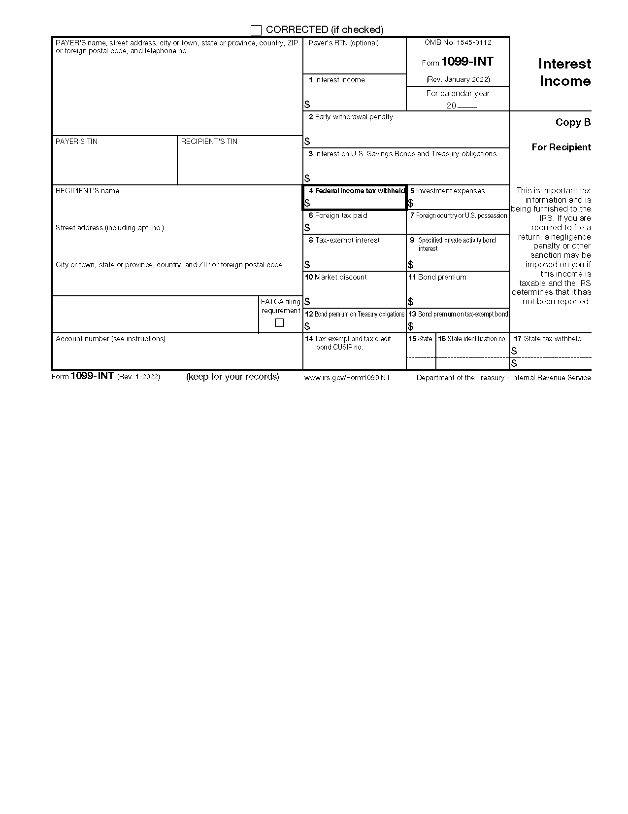 Free IRS Form 1099 INT PDF EForms