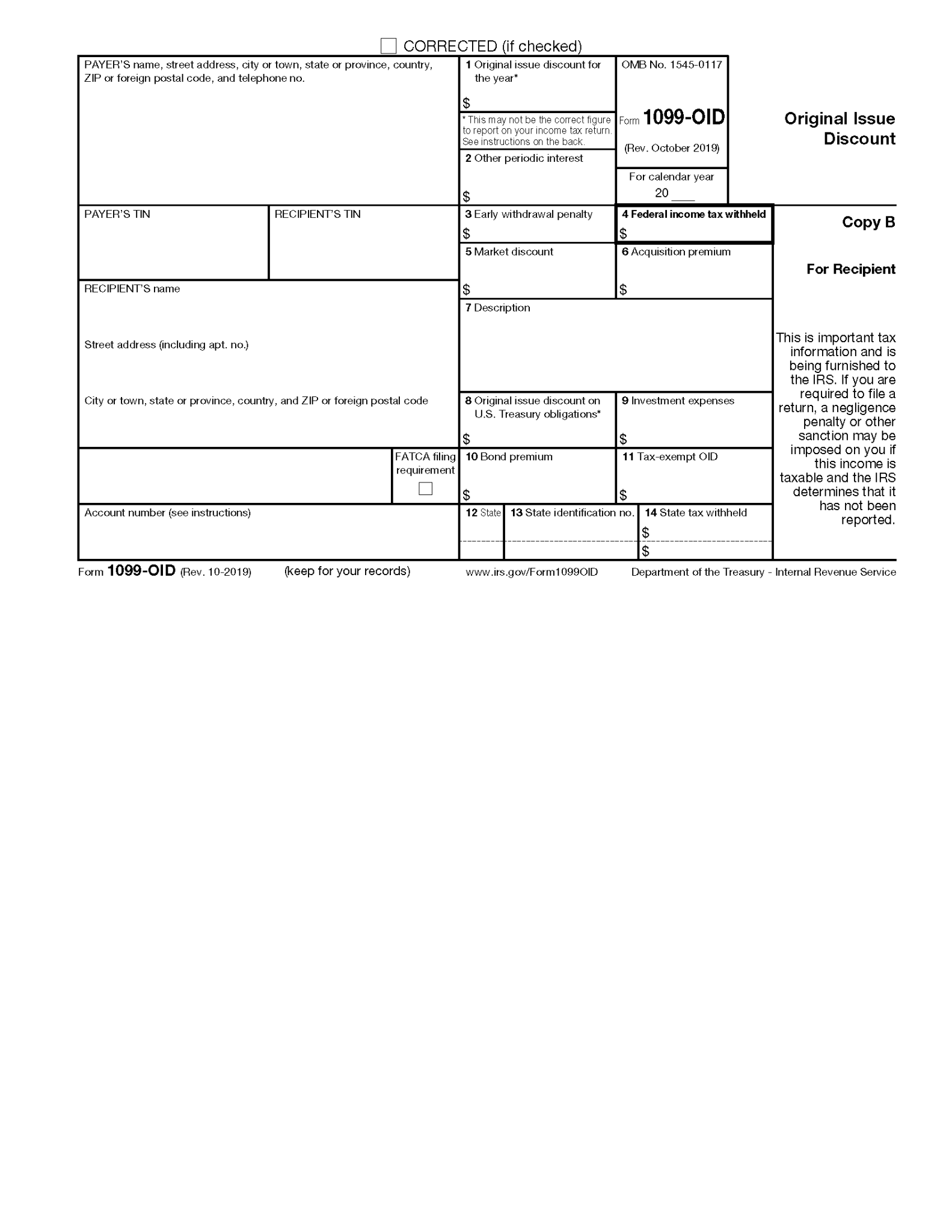 Free IRS Form 1099 OID PDF EForms