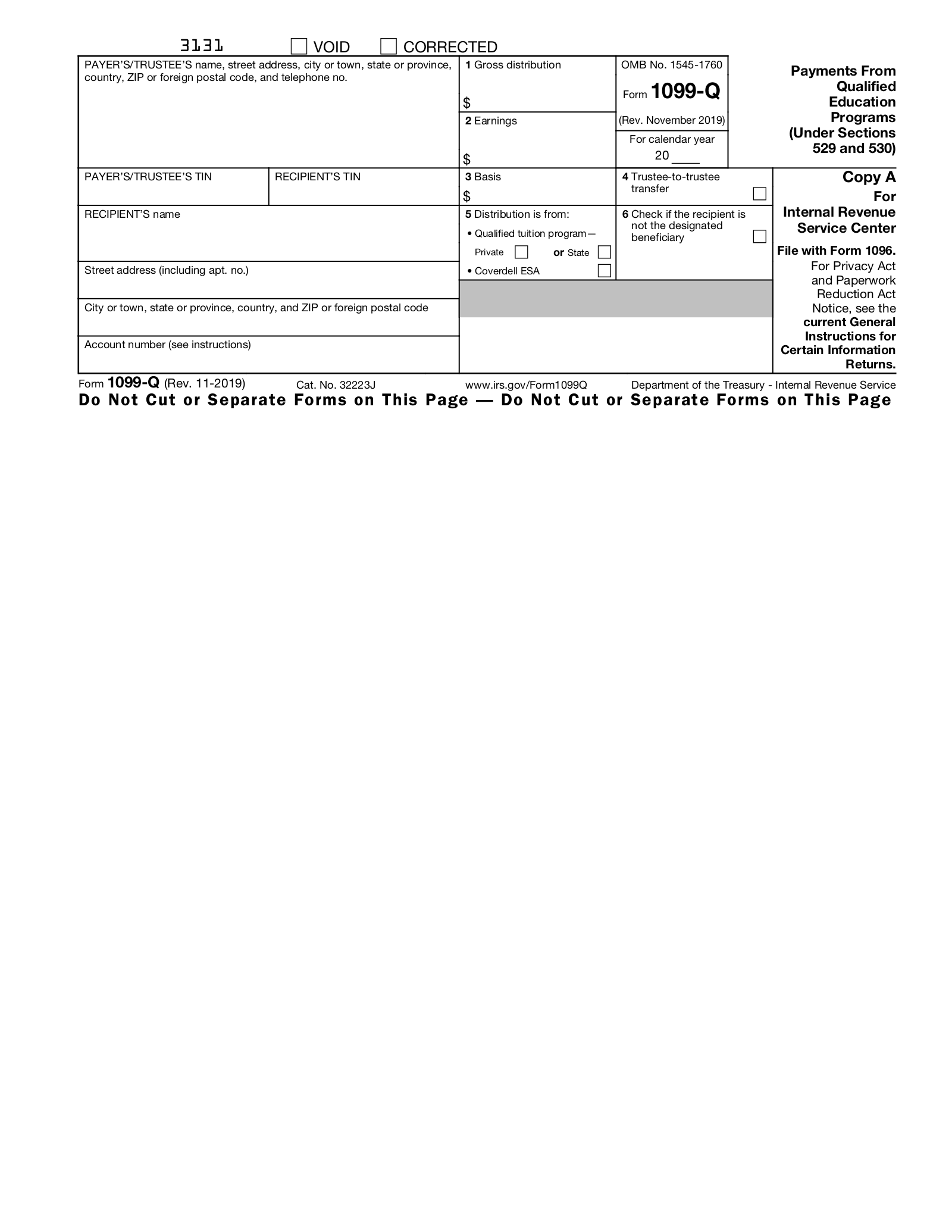 Free IRS Form 1099Q PDF eForms