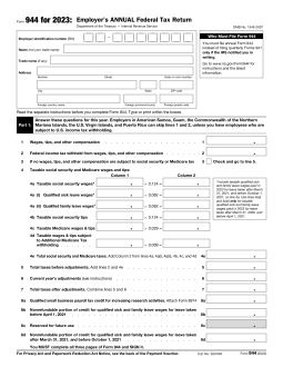 Form 944: Employer’s Annual Federal Tax Return