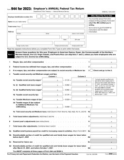 Form 944: Employer’s Annual Federal Tax Return – eForms