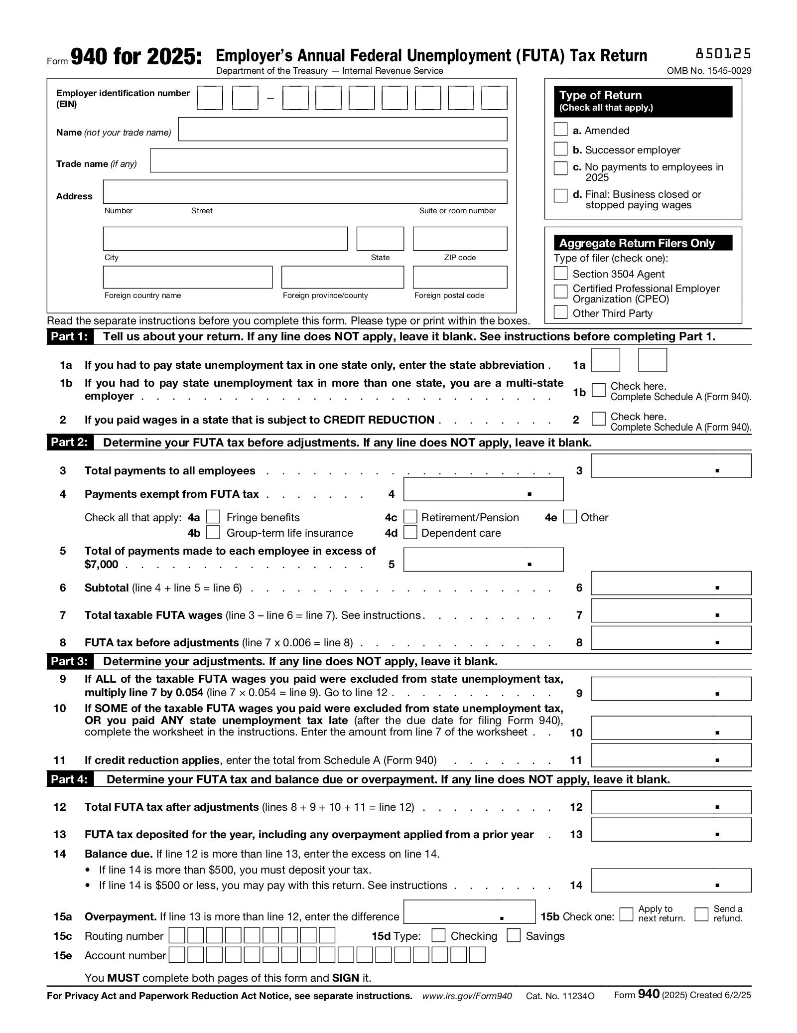 Form 940: Employer's Annual FUTA Tax Return – eForms