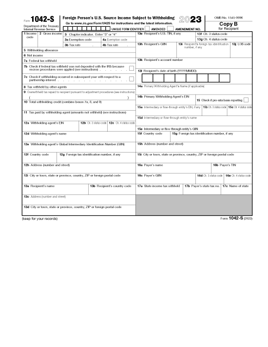 Free IRS Form 1042-S - PDF – eForms