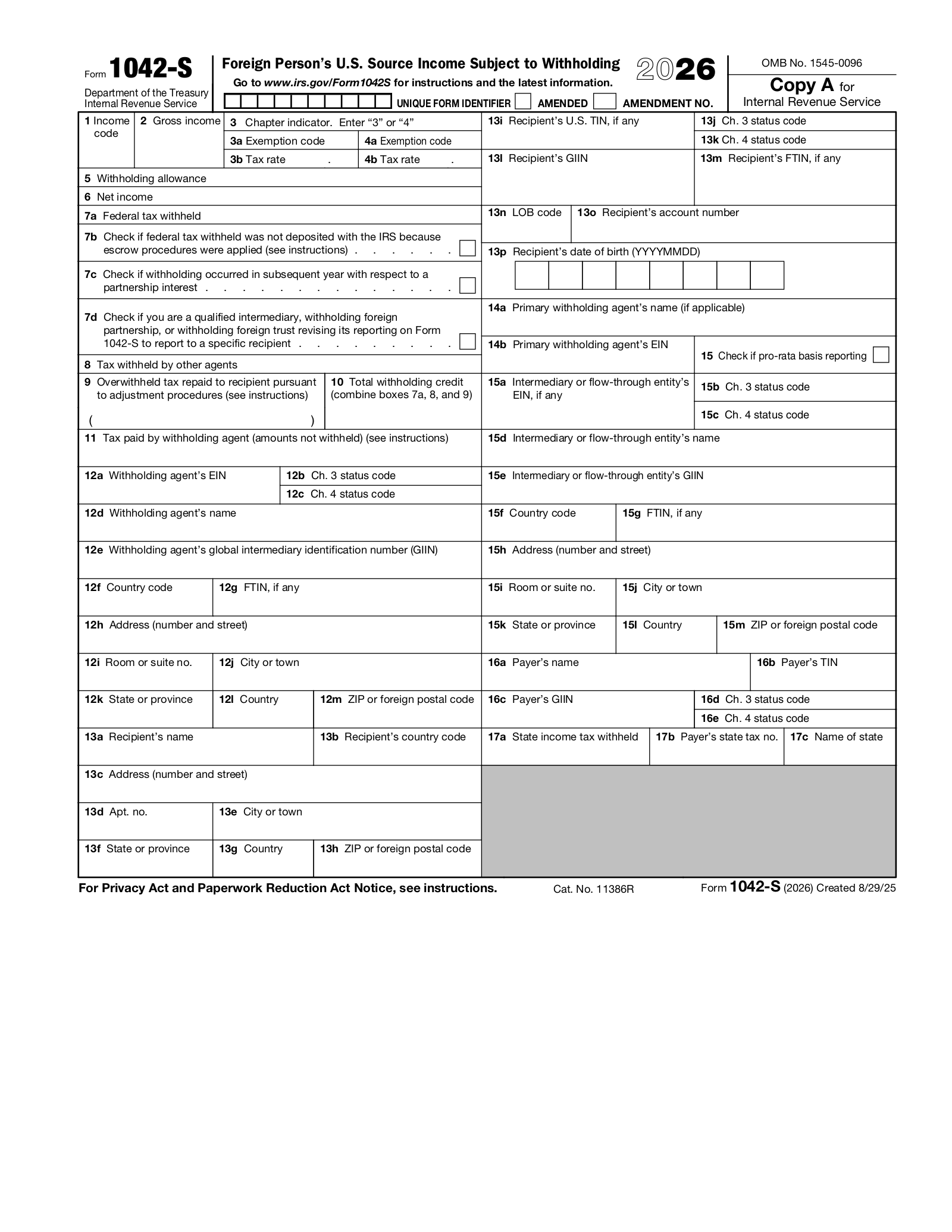 IRS Form 1042-S