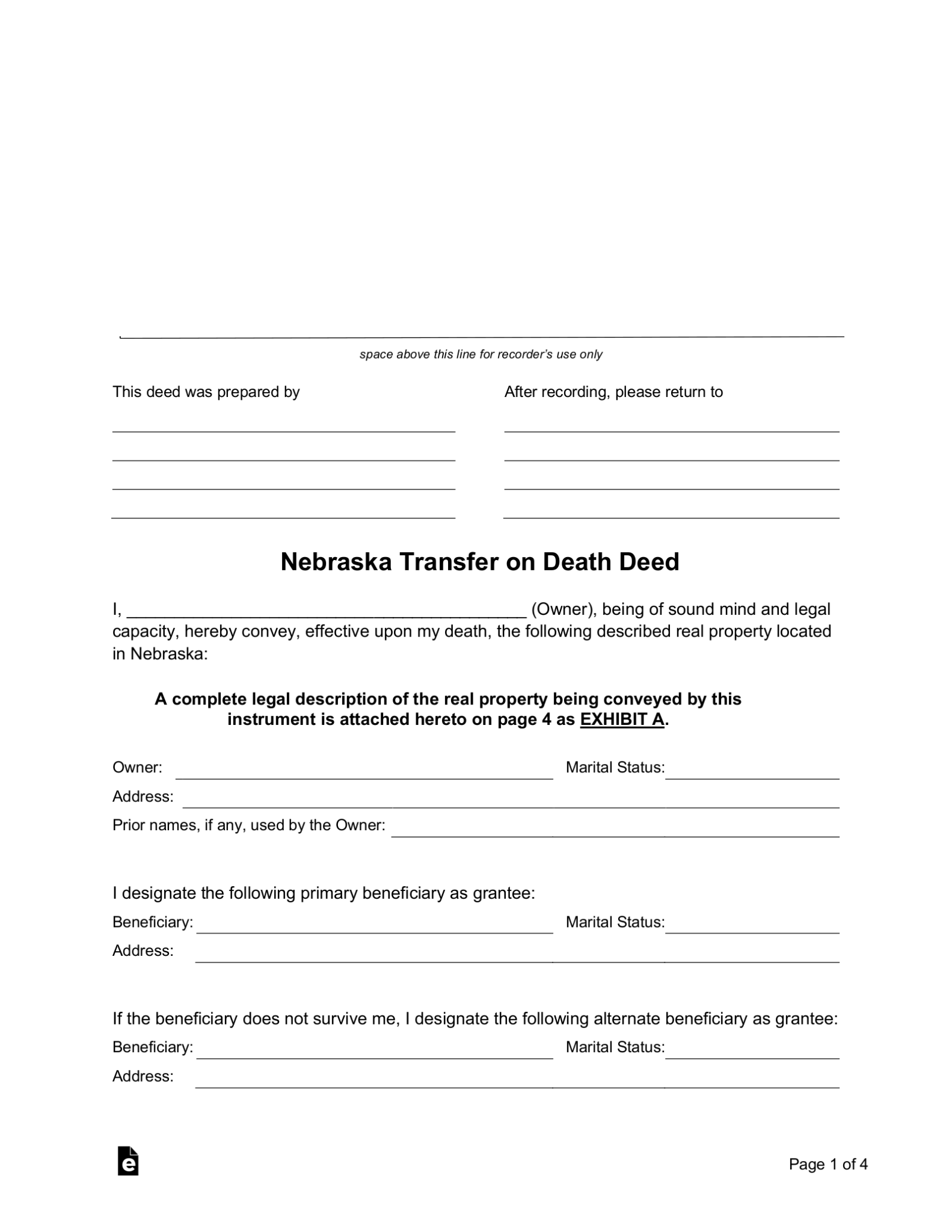Free Nebraska Quit Claim Deed Form PDF Word eForms