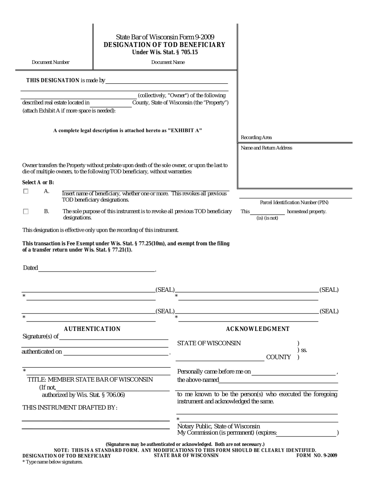 Free Wisconsin Transfer on Death Deed - PDF – eForms