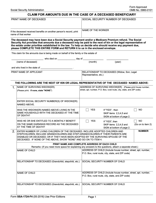 Social security ssa forms eforms