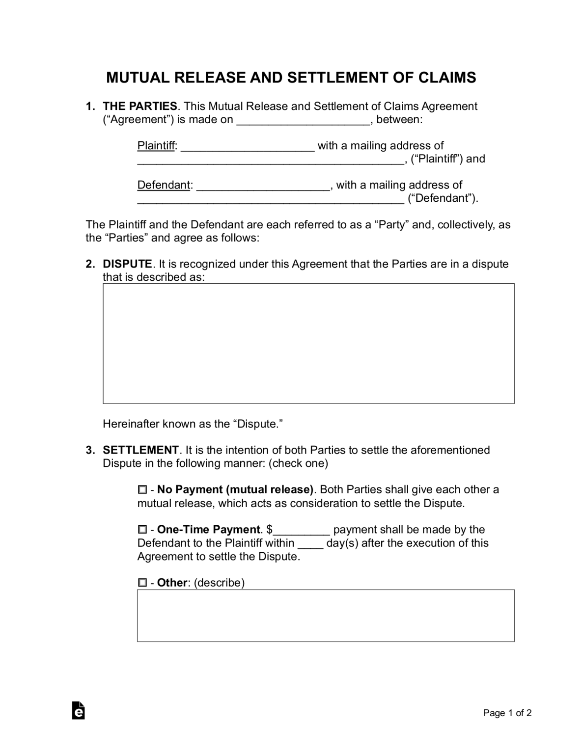 Free real estate mutual release agreements 2 pdf word eforms