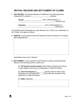 Mutual Release Agreement Templates (3)