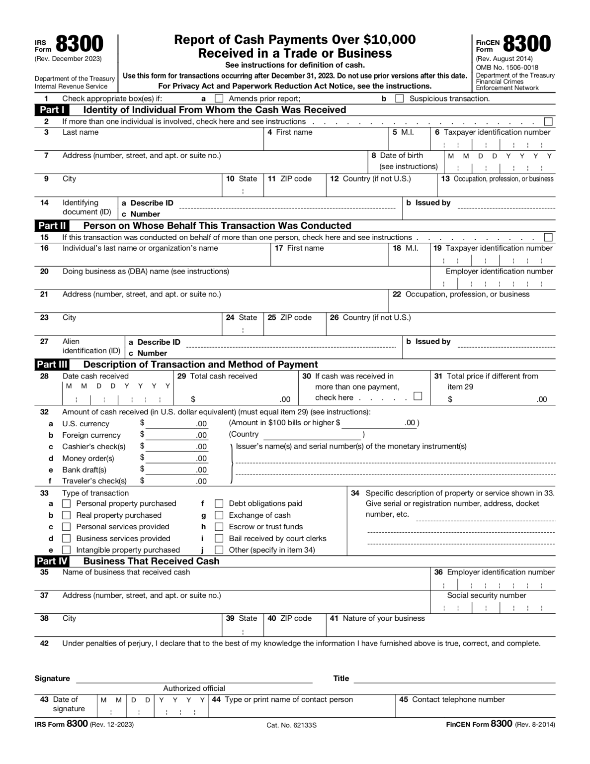 Free IRS Form 8300 - PDF – eForms