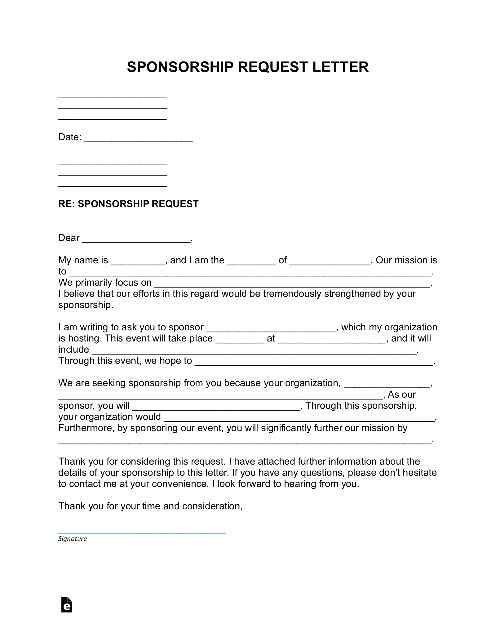 Sponsorship Request Letter