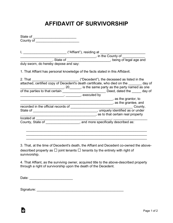 Affidavit of Survivorship