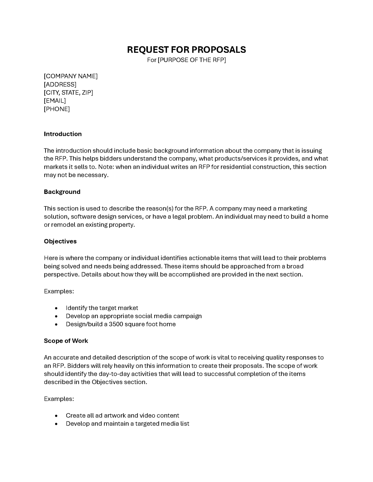 Free Request For Proposal (RFP) Template Word eForms Free Request For Proposal (RFP) Template Word eForms