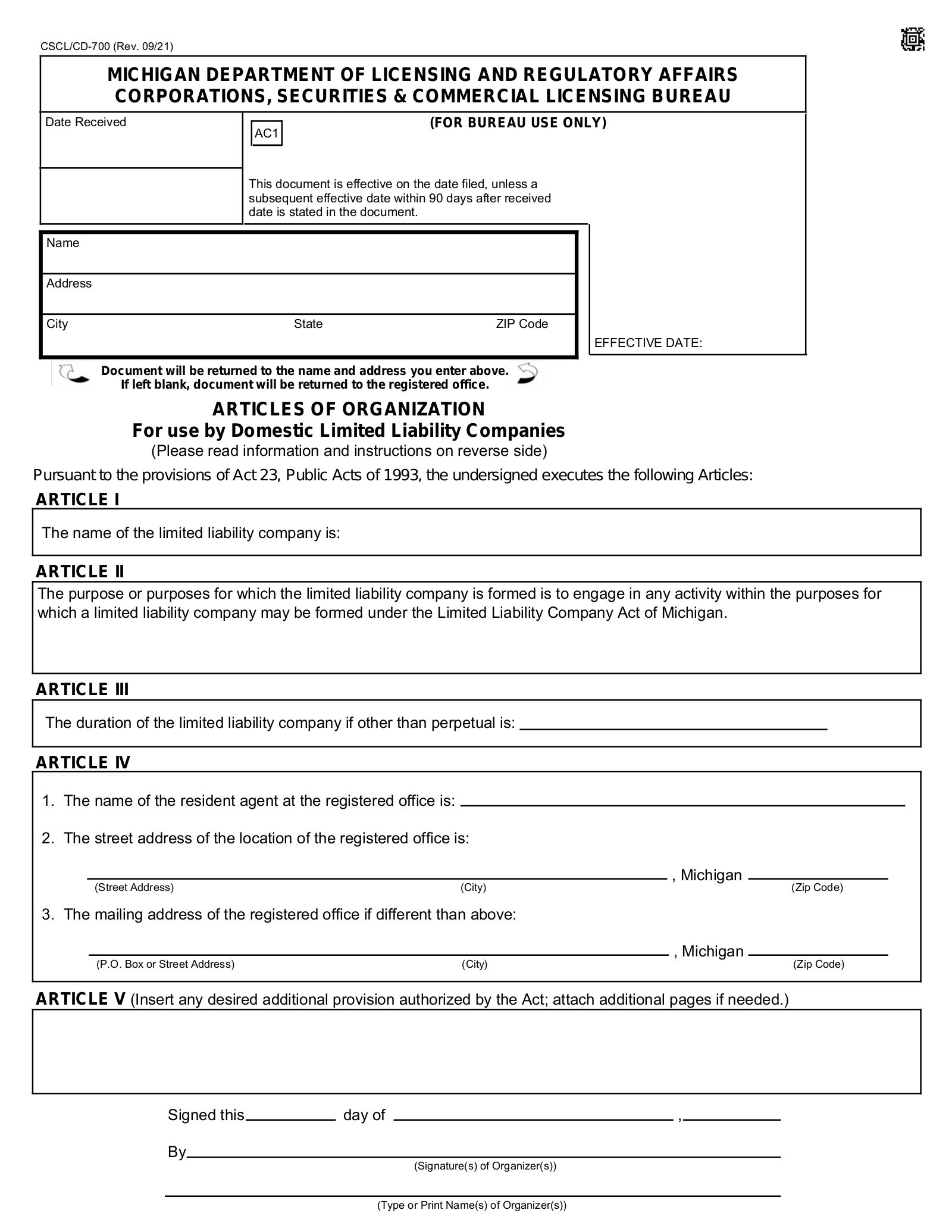 How to Form an LLC in Michigan – eForms