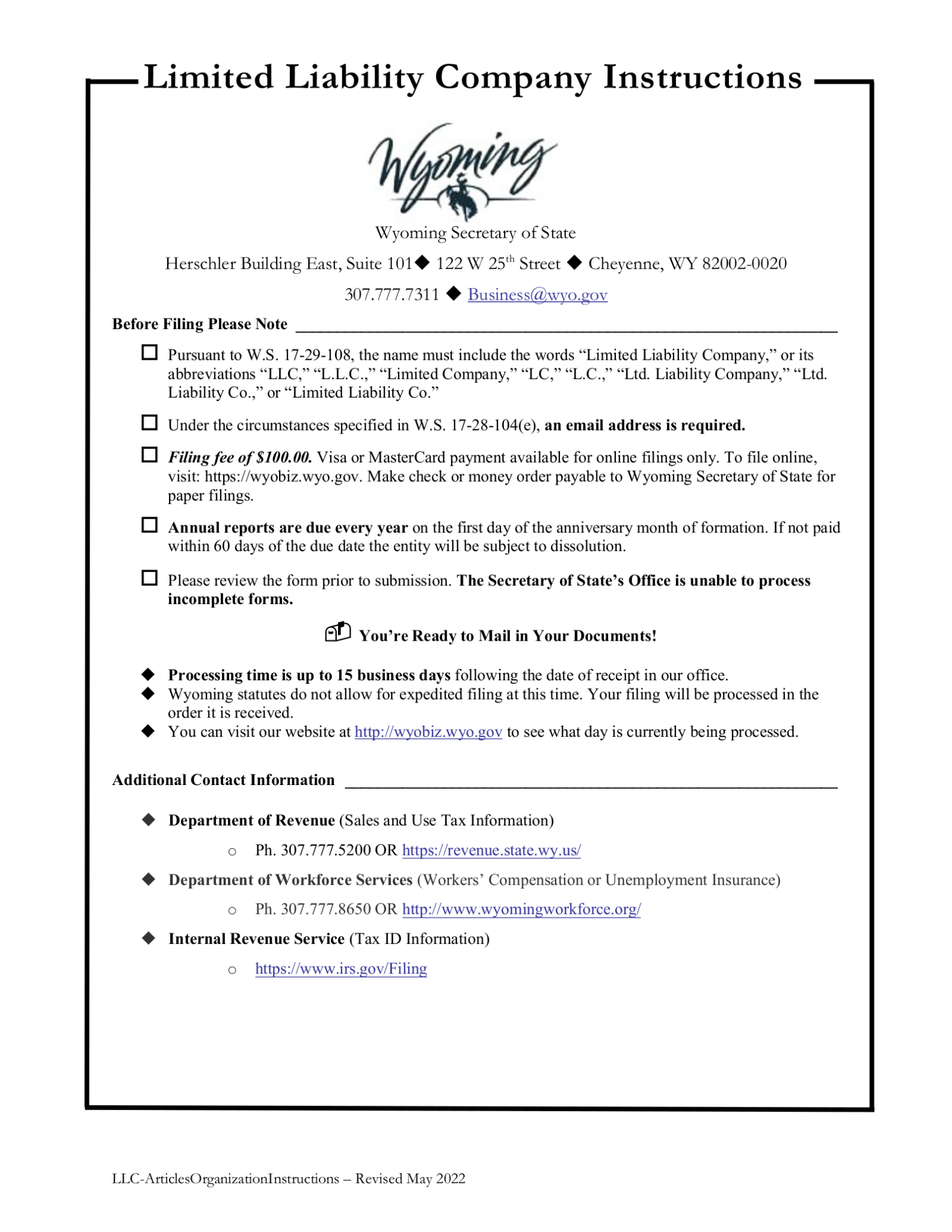 How to Form an LLC in Wyoming – eForms