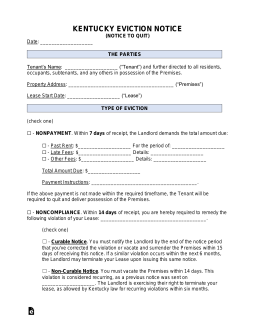 Kentucky Eviction Notice Form