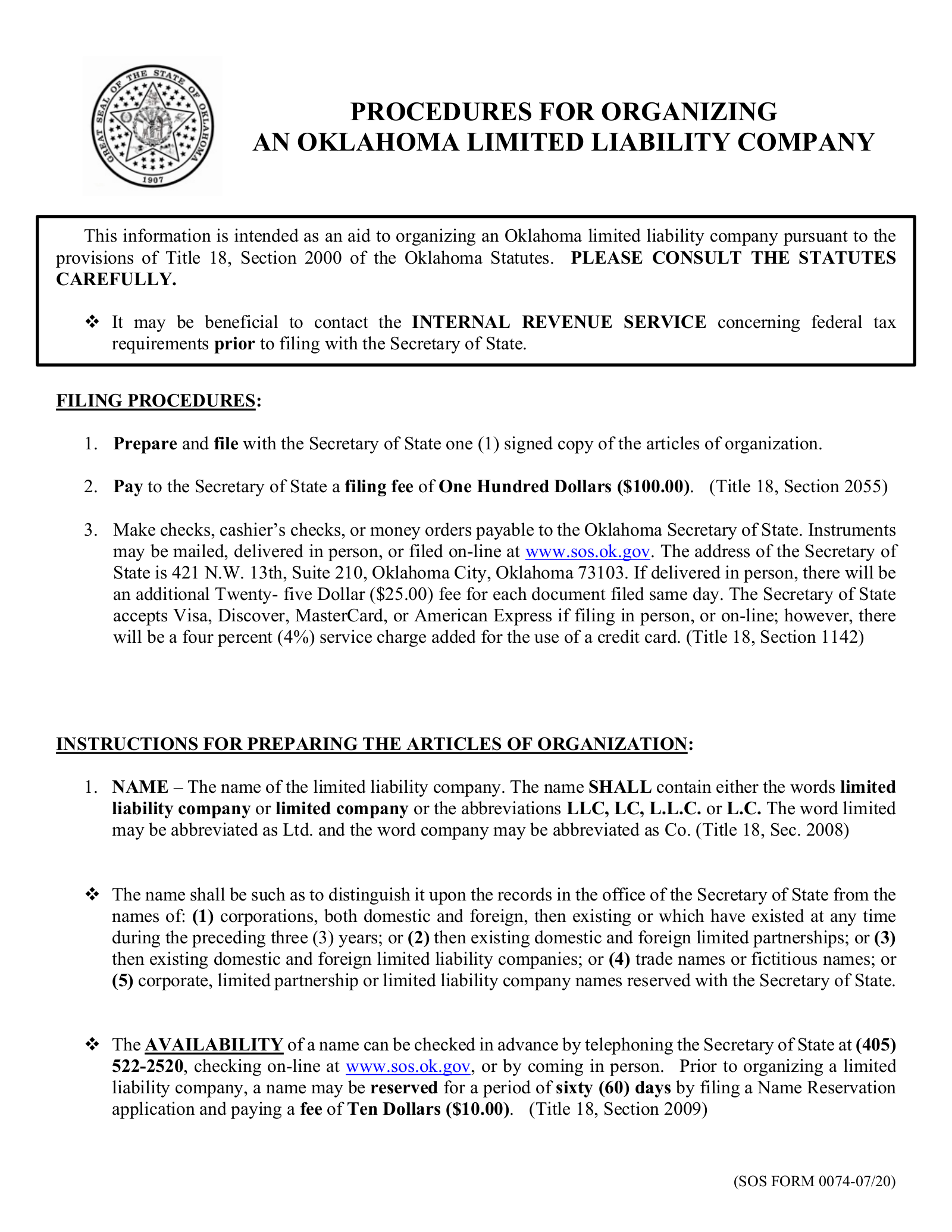 How to Form an LLC in Oklahoma (7 steps)