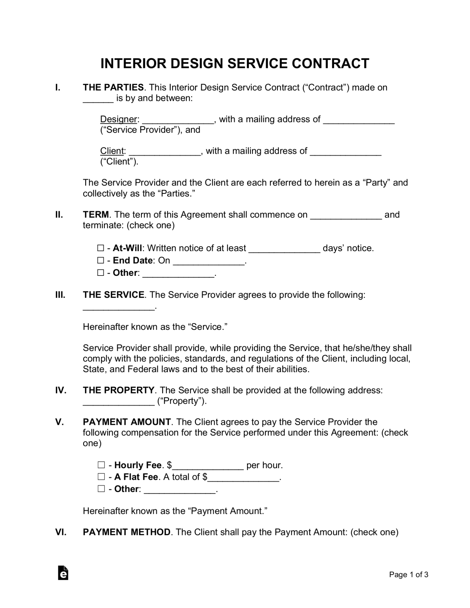 Free Interior Design Service Contract - PDF | Word – eForms