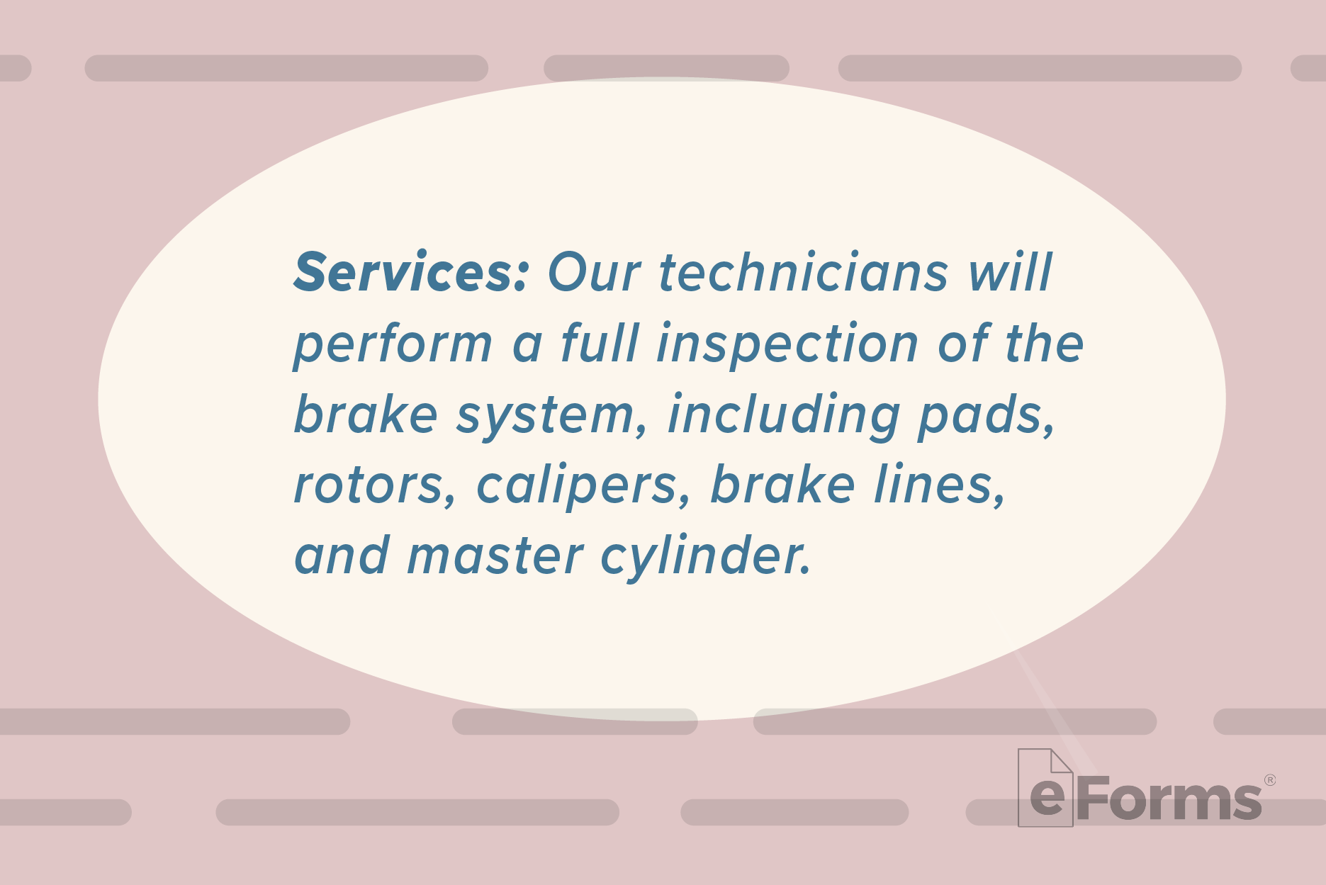 Close up of list of services.