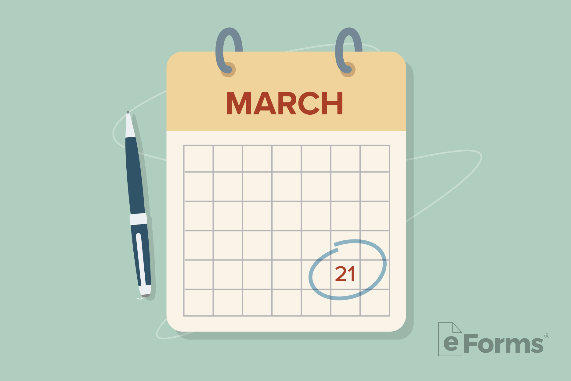Calendar with circled date. 