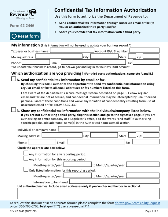 Washington Tax Power of Attorney (Form 42‑2446)