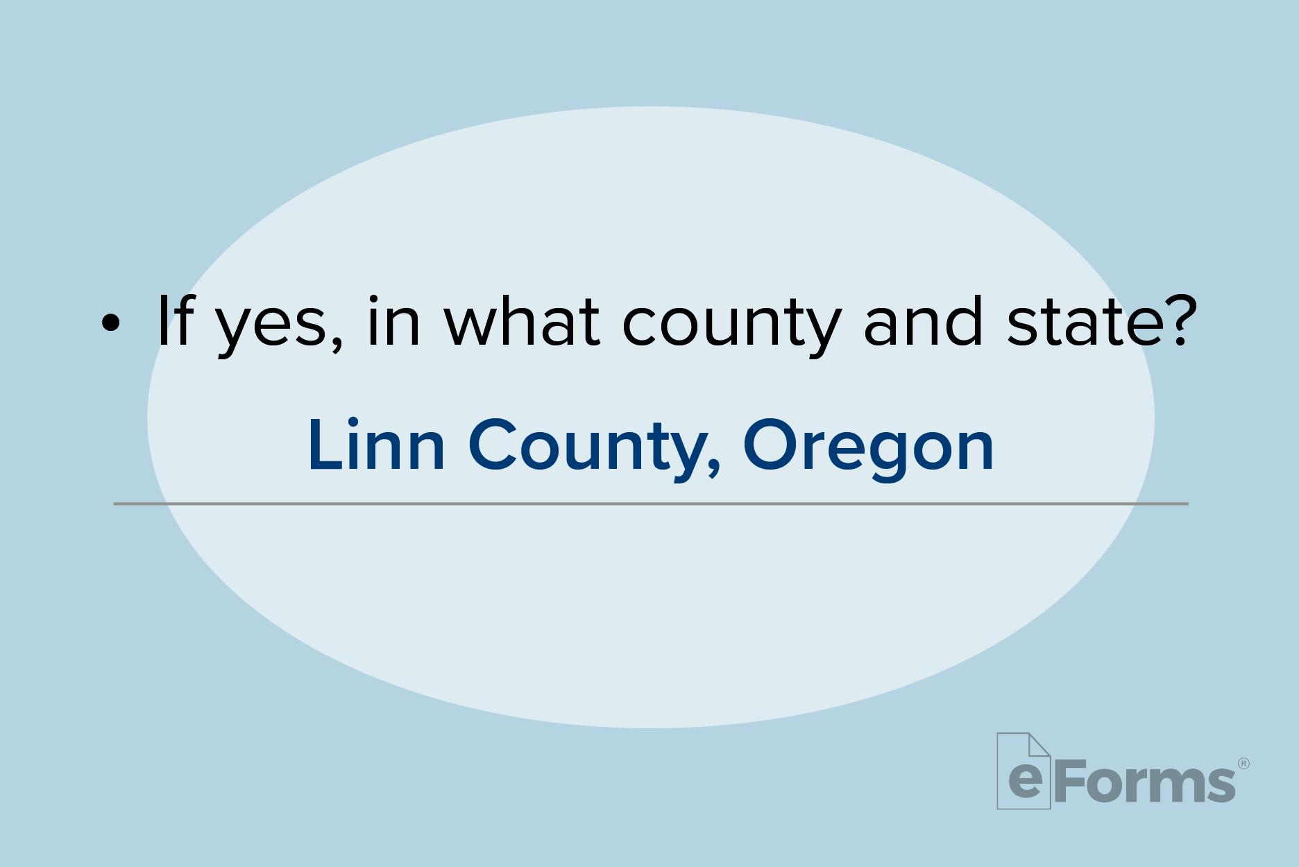 Listing of county and state.