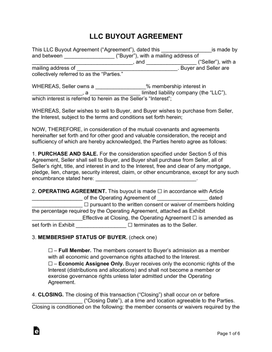 LLC Buyout Agreement