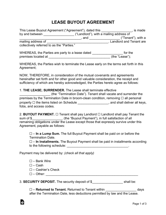 Lease Buyout Agreement