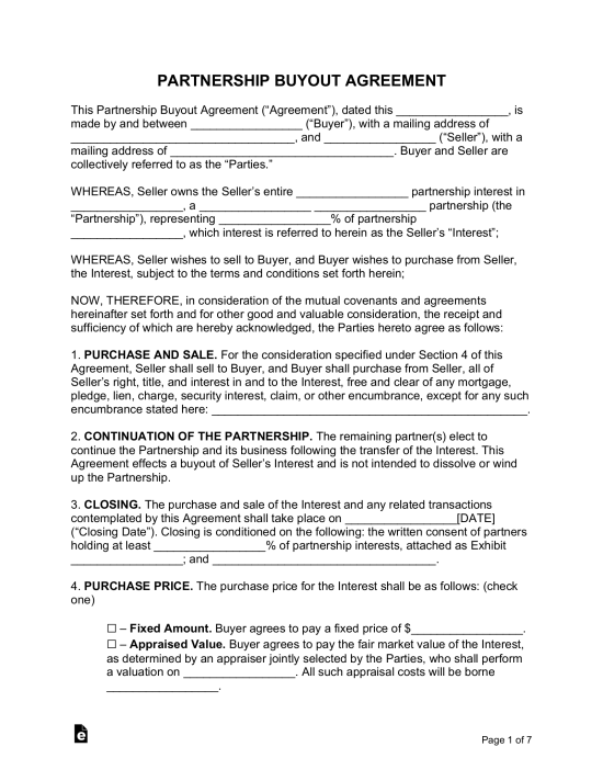 Partnership Buyout Agreement