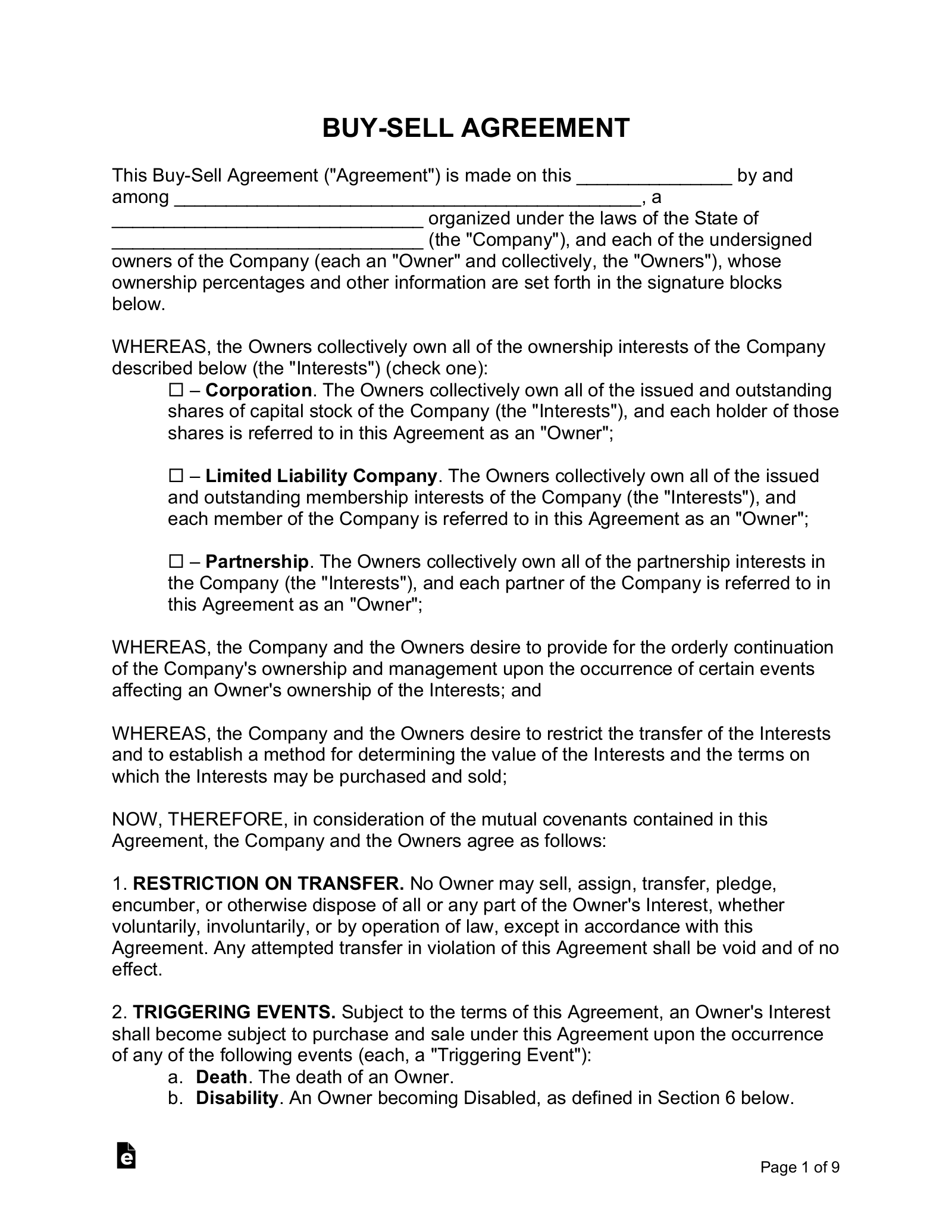 Buy-Sell Agreement