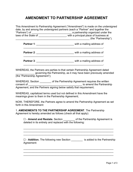 Partnership Amendment